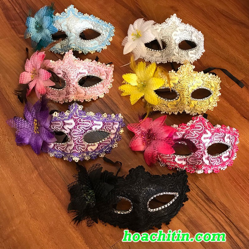 Mặt nạ halloween hóa trang dự tiệc phủ ren bông mask nửa mặt