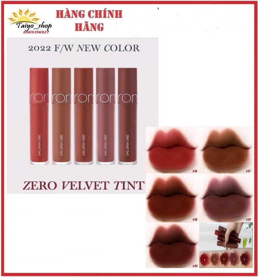 [Winery Edition] [26-30] Son kem lì, son rượu Hàn Quốc Romand New Zero Velvet Tint 5g