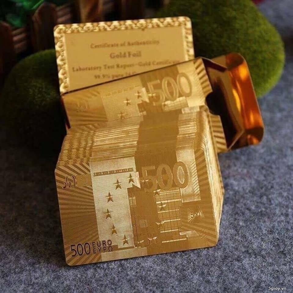 Bộ Bài Tây Mạ Vàng - Bộ Bài Tây Họa Tiết Euro , Dolar, USA Mạ Vàng Cao Cấp Sang Trọng
