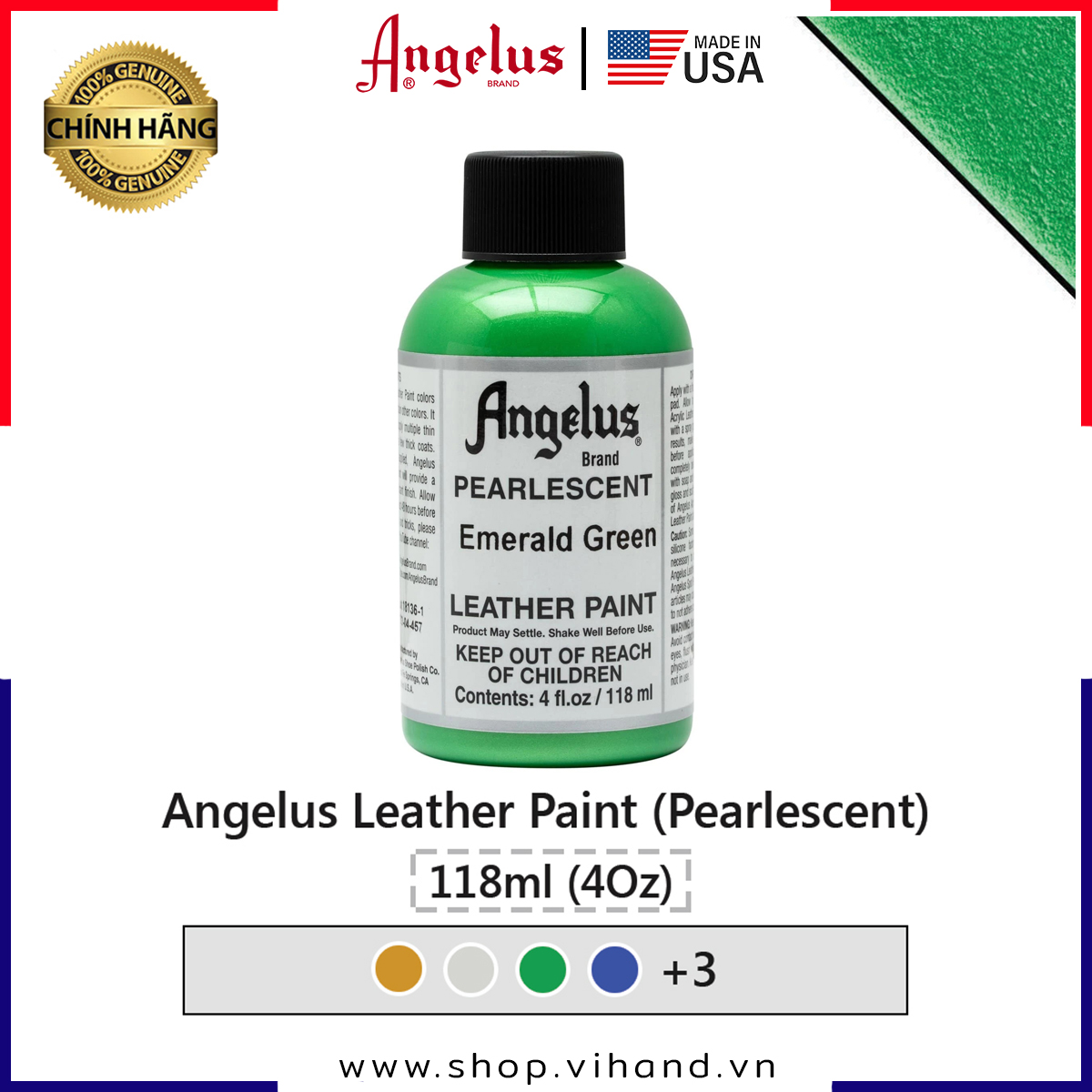 Màu vẽ da, vải Angelus Leather Paint (Pearlescent) – 118ml (4Oz)