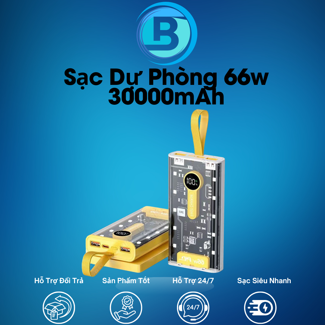 Sạc Dự Phòng HB32 30.000MAH , Sạc Nhanh PD 66W/20W , Thiết Kế Trong Suốt, Tích Hợp Đèn Ngủ Sạc Dự Phòng 30.000MAH Trong Suốt , Sạc Nhanh PD 66W , Thiết Kế Trong Suốt, Tích Hợp Đèn Ngủ Chính Hãng Box.Electronic