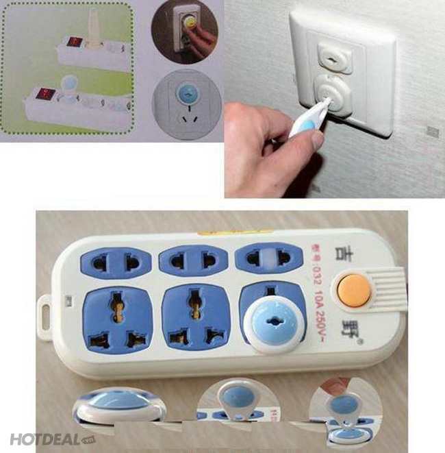Bịt ổ điện an toàn cho bé 2 chân tròn set ( 6 nút cắm )