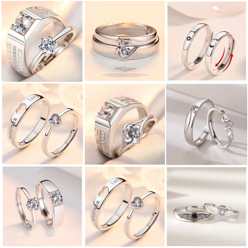 (  1 cặp ) Nhẫn đôi nam nữ, nhẫn cặp mạ bạc thiết kế hở dễ dàng điều chỉnh kích cỡ , nhẫn đôi bạn thân mẫu mới.