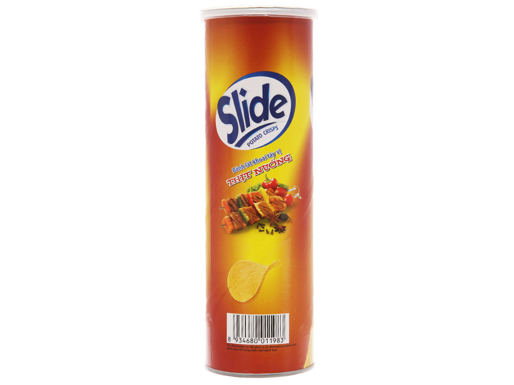 Snack khoai tây vị thịt nướng slide lon 100g - sktvtnsl100g
