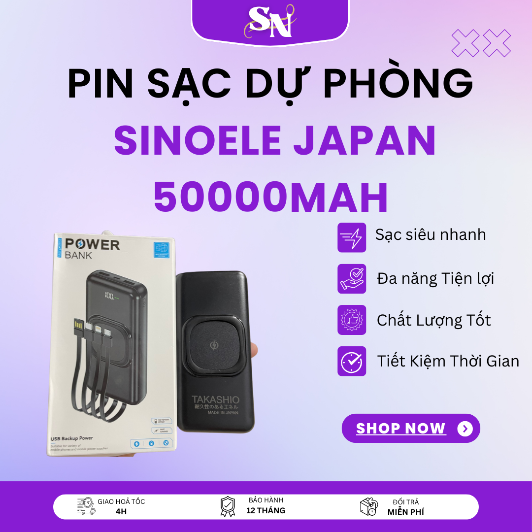 Sạc Dự Phòng SINOELE 50000mAh SINOELE hàng Nhật Sạc dự phòng SINOELE dung lượng khủng nội địa Nhật Pin sạc dự phòng 50000mAh SINOELE hàng cao cấp nội địa Nhật