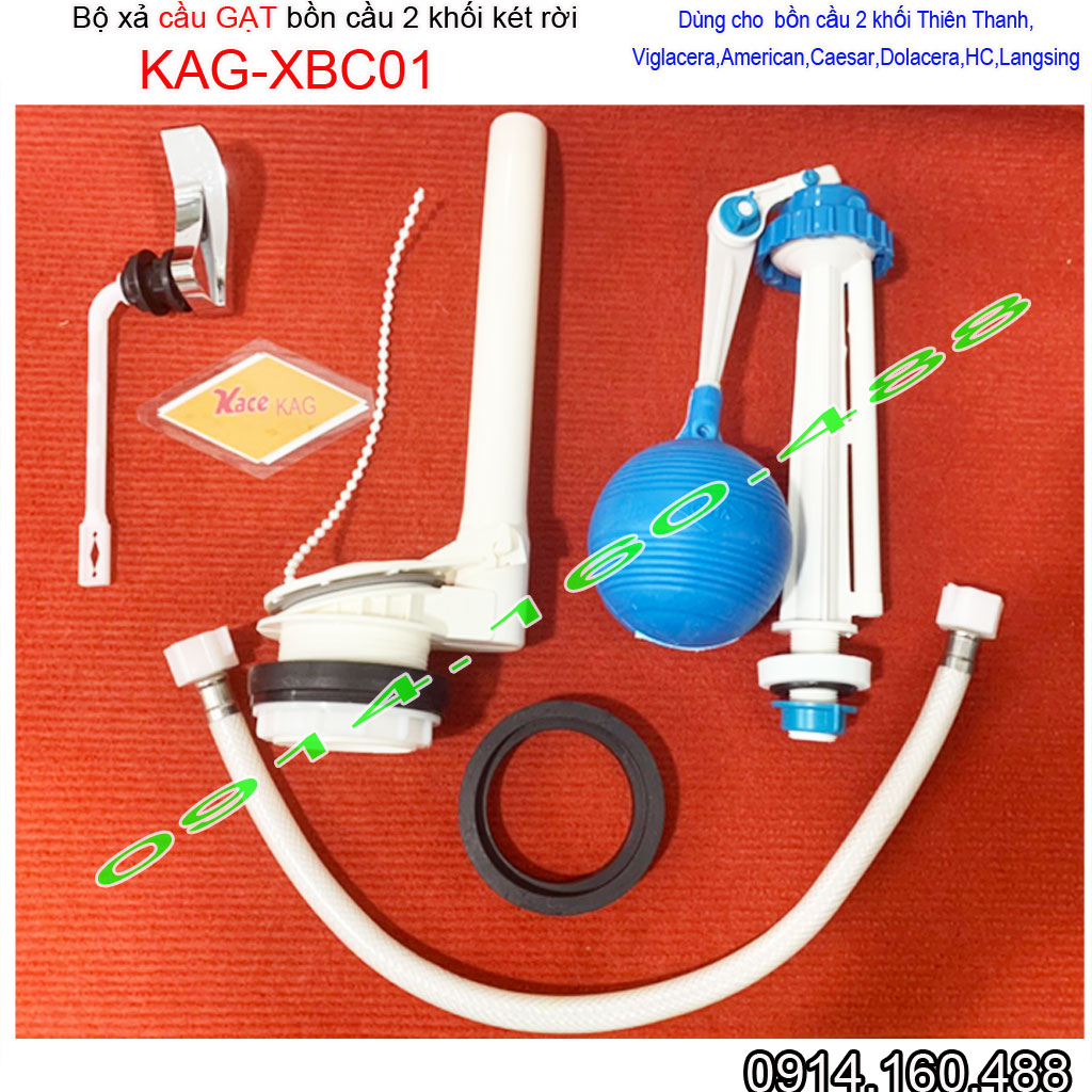 Bộ xả cầu gạt phổ thông 2 khối KAG-XBC01 trọn bộ best sales the toilet flush bộ xả cầu gạt xả mạnh thoát nước nhanh