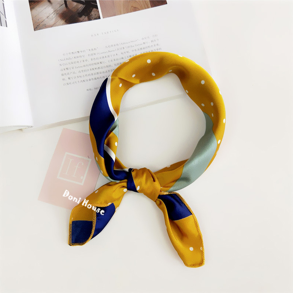 [50Cmx50Cm] Square Silk Scarf Turban Bandana 50X50 Neck Scarf Hair Tie Bow Wrap Handbag - Doni House - 3