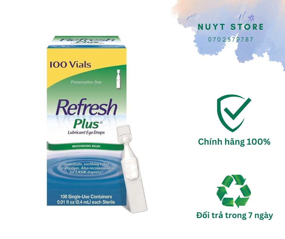 Nước nhỏ mắt nhân tạo Refresh Plus Lubricant Eye Drops - 100 tép - 30 tép