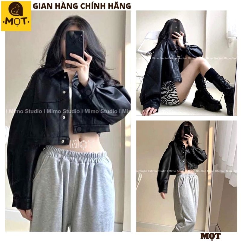 Áo khoác da croptop basic kiểu dáng hàn quốc ulzzang ,áo khoác nữ , áo khoác mùa đông , áo nữ , áo da ,áo croptop ,áo khoác trẻ chung năng động sành điệu ,ÁO khoác mùa đông -MỌT