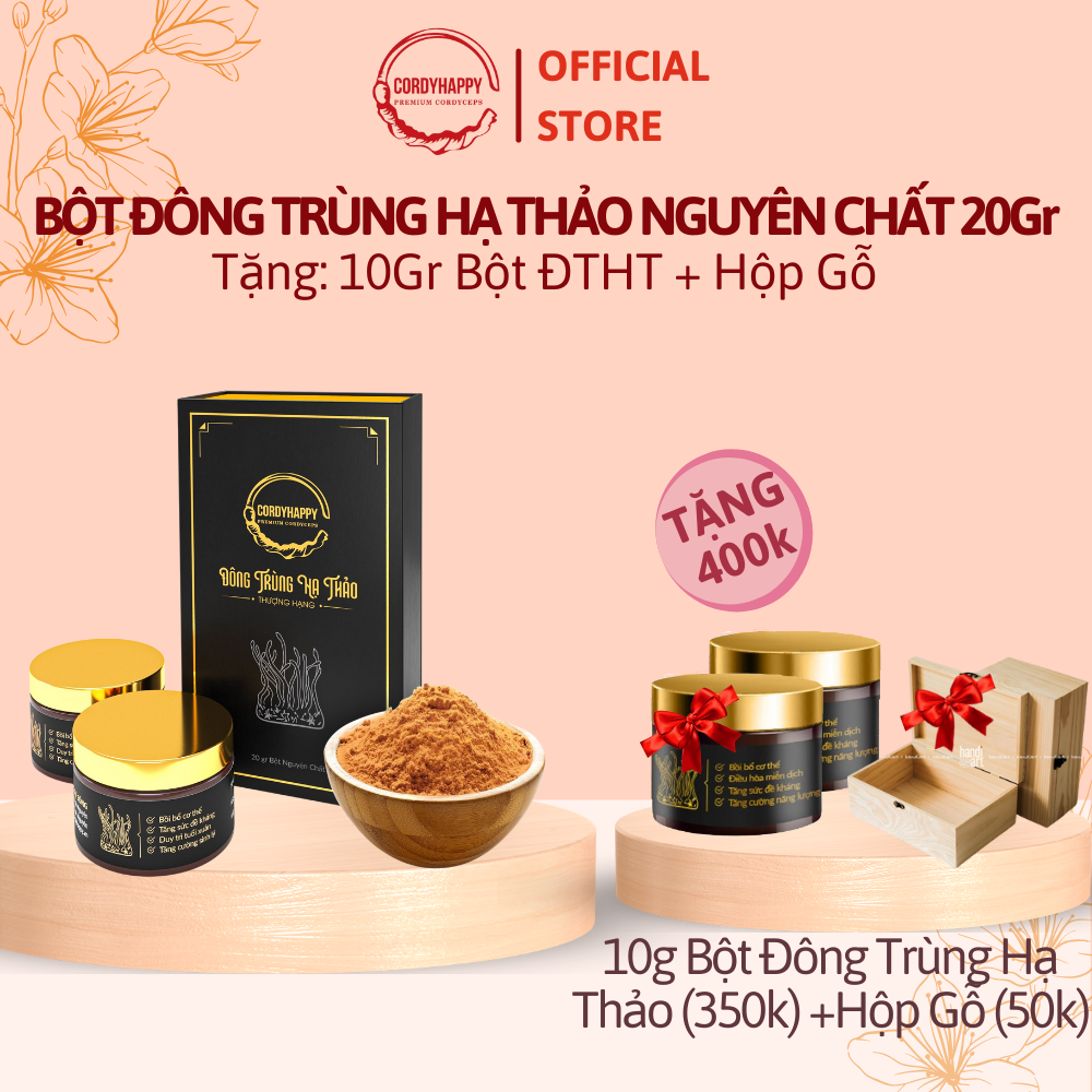 Bột đông trùng hạ thảo nguyên chất 100% cordyhappy - hộp 20g