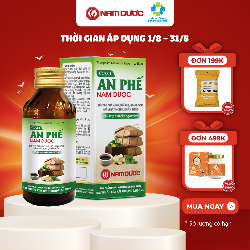 Cao An Phế Nam dượᴄ 110ml cao thảo dượᴄ đậm đặc hỗ trợ giảm ho, bổ phế, giảm đờm, giảm rát họng, khản tiếng