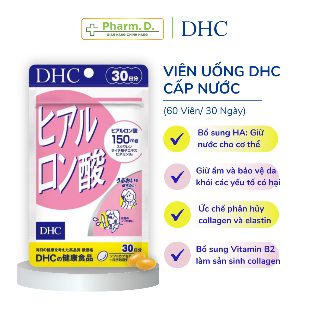 Viên Uống DHC Cấp Nước Hyaluronic Acid Hỗ Trợ Giữ Ẩm