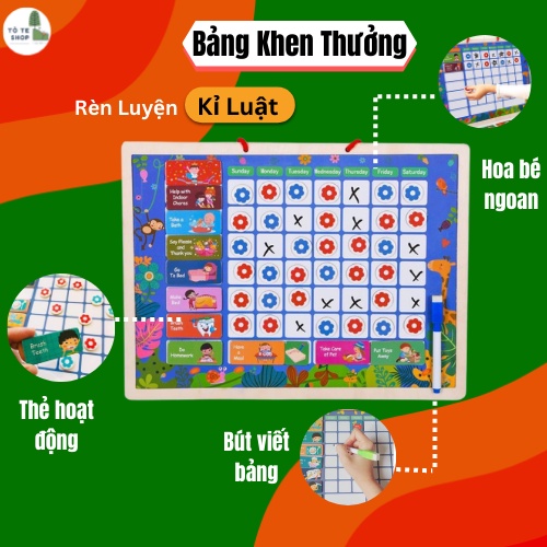 Bảng khen thưởng nam châm , bảng bé ngoan giúp bé rèn luyện tính kỉ luật, tạo thói quen mới