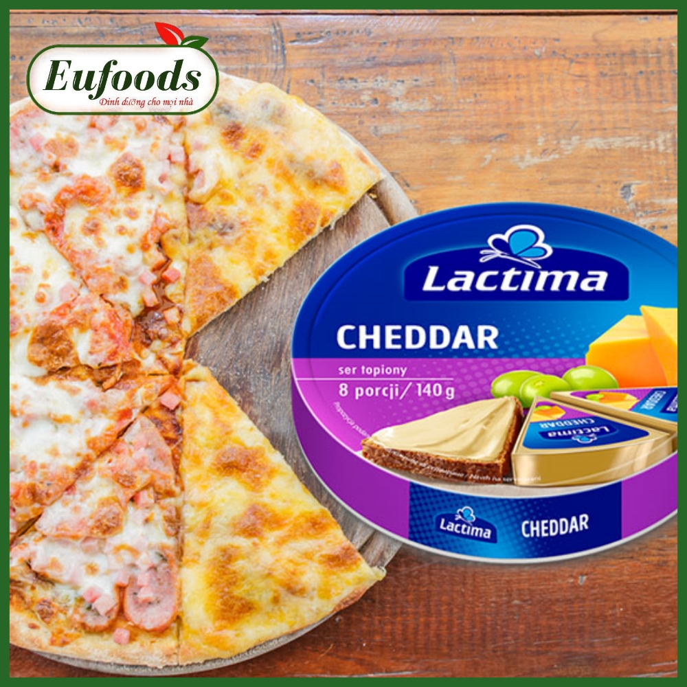 DATE T11/2024 Phô Mai Hộp Tròn Lactima Cheddar Ba Lan 120g