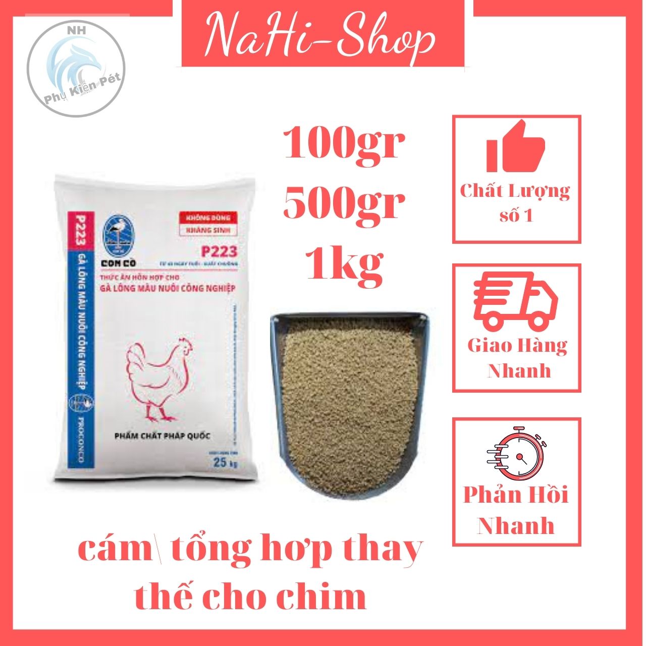 Thức Ăn Cho Gà hạt viên nhỏ dùng thay thế cho chim ăn 500g - Cám Chim Thay Thế