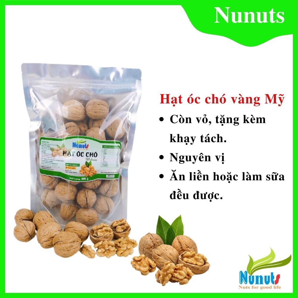 500g Hạt óc chó CÒN VỎ mỹ ( vàng) - tặng kèm khạy tách vỏ trong túi, hạt óc chó hưu cơ nunuts
