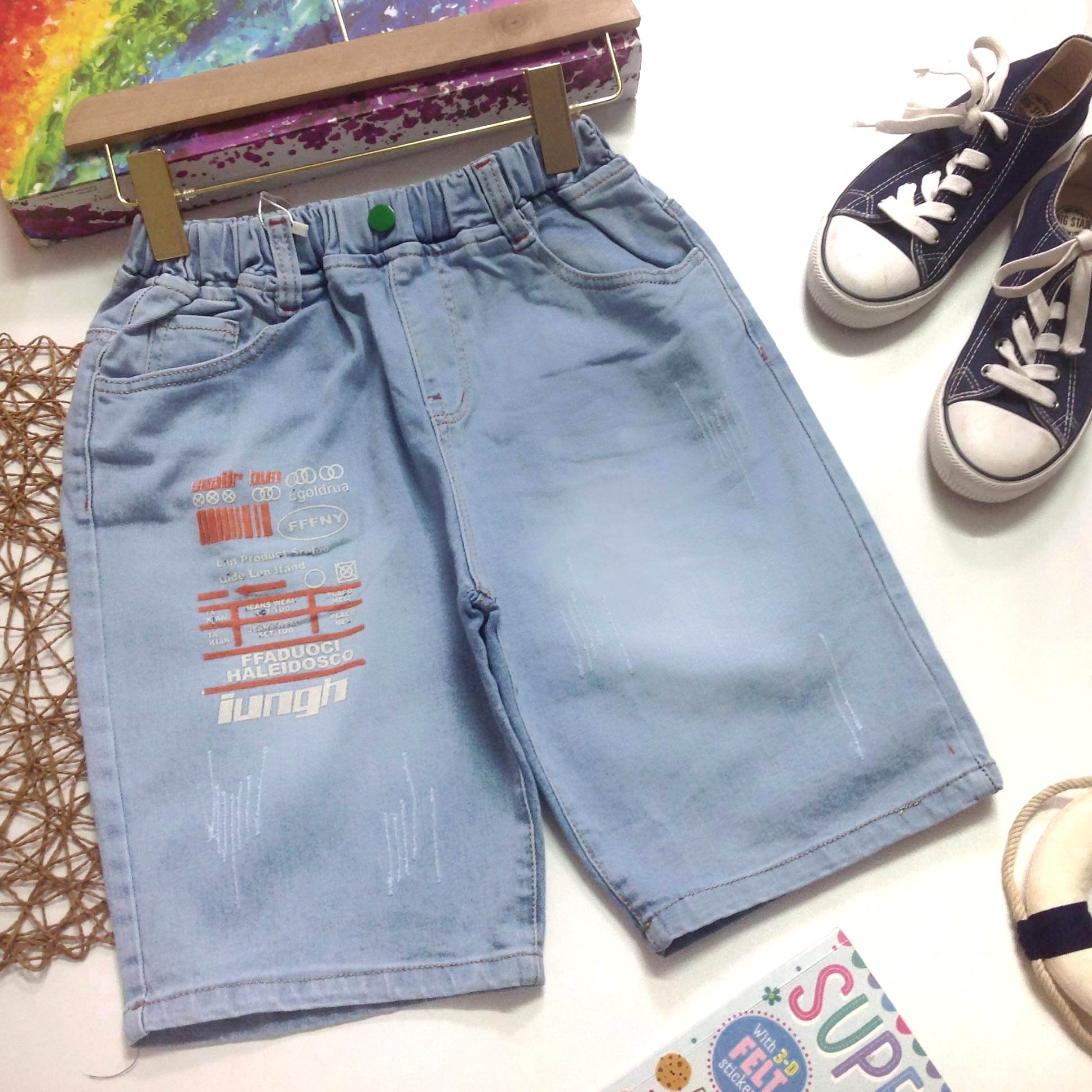 Quần sọt jean co dãn bé trai size 40-55kg