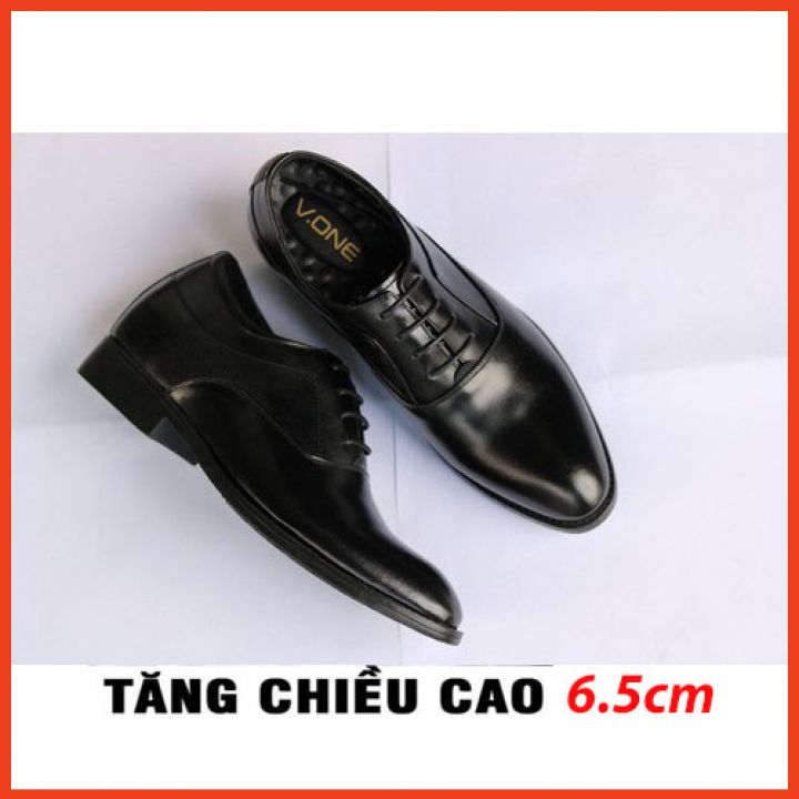 Giày tây nam đẹp - giày da nam công sở buộc dây cao cấp tăng chiều cao 6.5cm