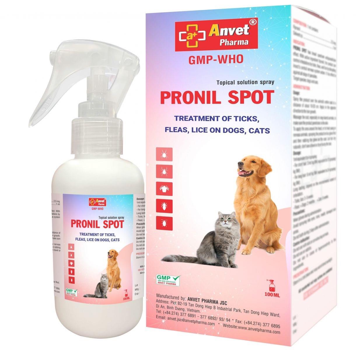 (SẢN PHẨM CHÍNH HÃNG) Xịt DIỆT ve, rận, bọ chét cho chó, mèo - PRONIL SPOT 100ml