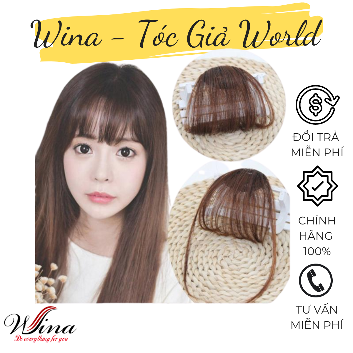 Mái thưa tơ nhật không pát form đẹp chịu nhiệt | tóc giả wina