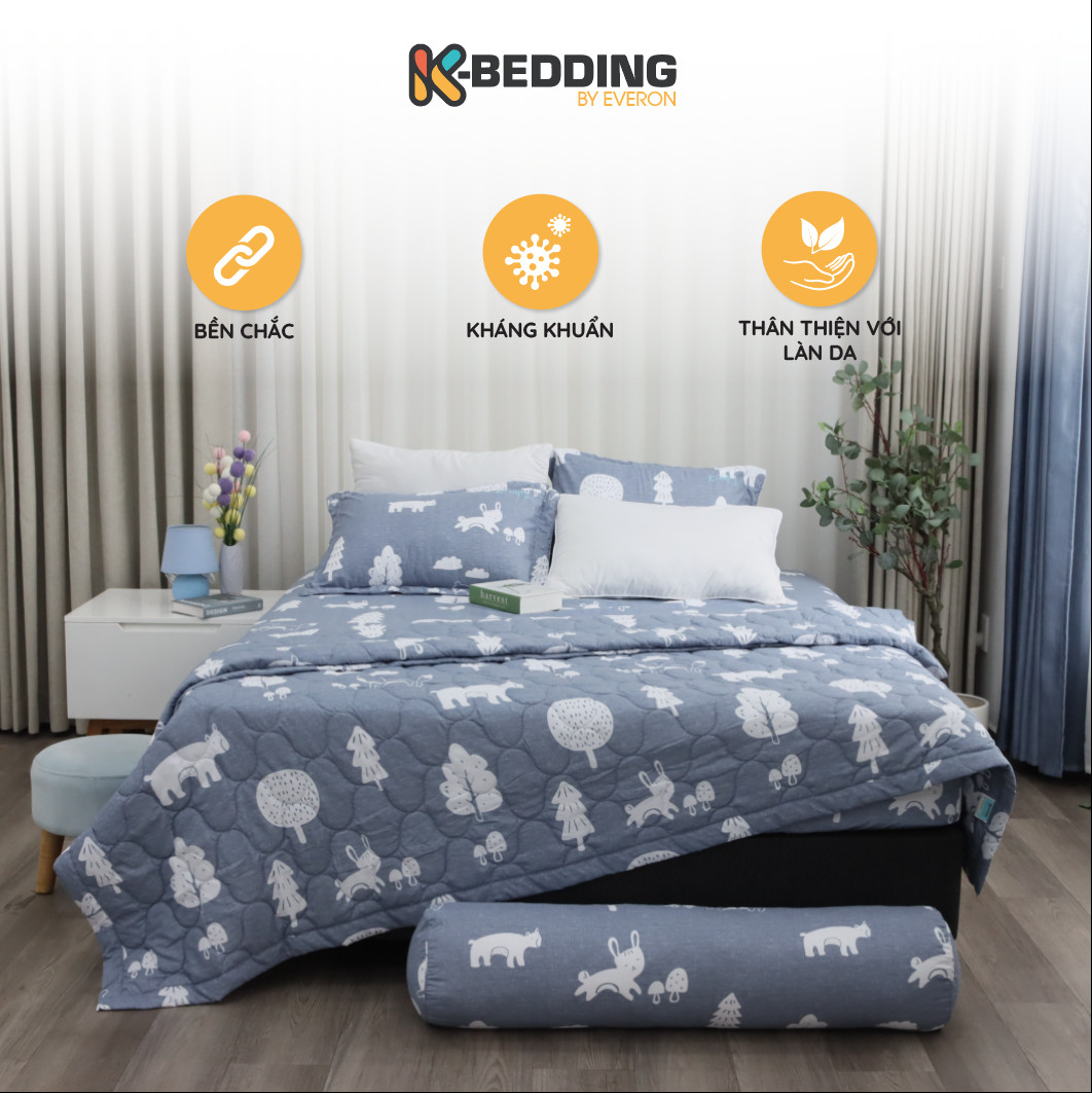 Bộ ga giường KBedding by Everon chất liệu Microfiber kháng khuẩn Fitted Bedsheet Set