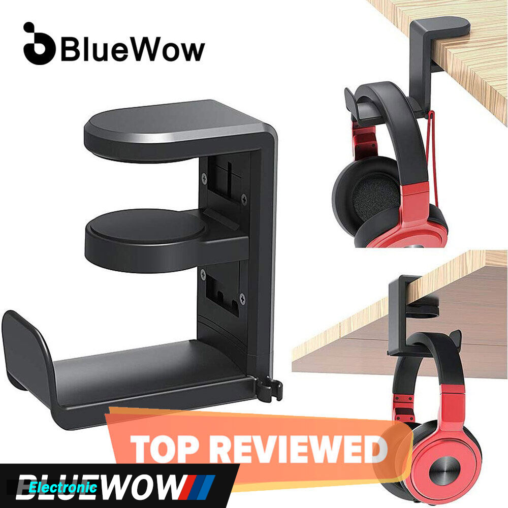 Bluewow giá treo móc treo tai nghe chơi game pc, giá treo tai nghe có kẹp tay xoay điều chỉnh được, thiết kế dưới bàn t004, phù hợp thông dụng, giá treo kẹp cáp tích hợp