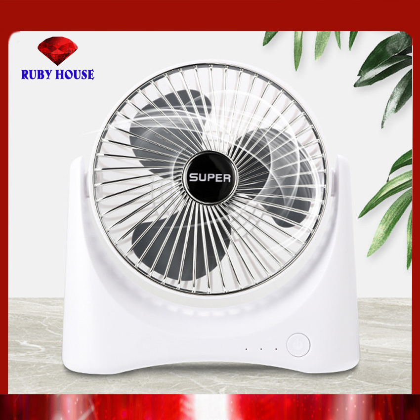 Quạt tích điện cao cấp super fan, 3 chế độ gió, tích điện 3-5 giờ, quạt tích điện destop để bàn, để xe ô tô