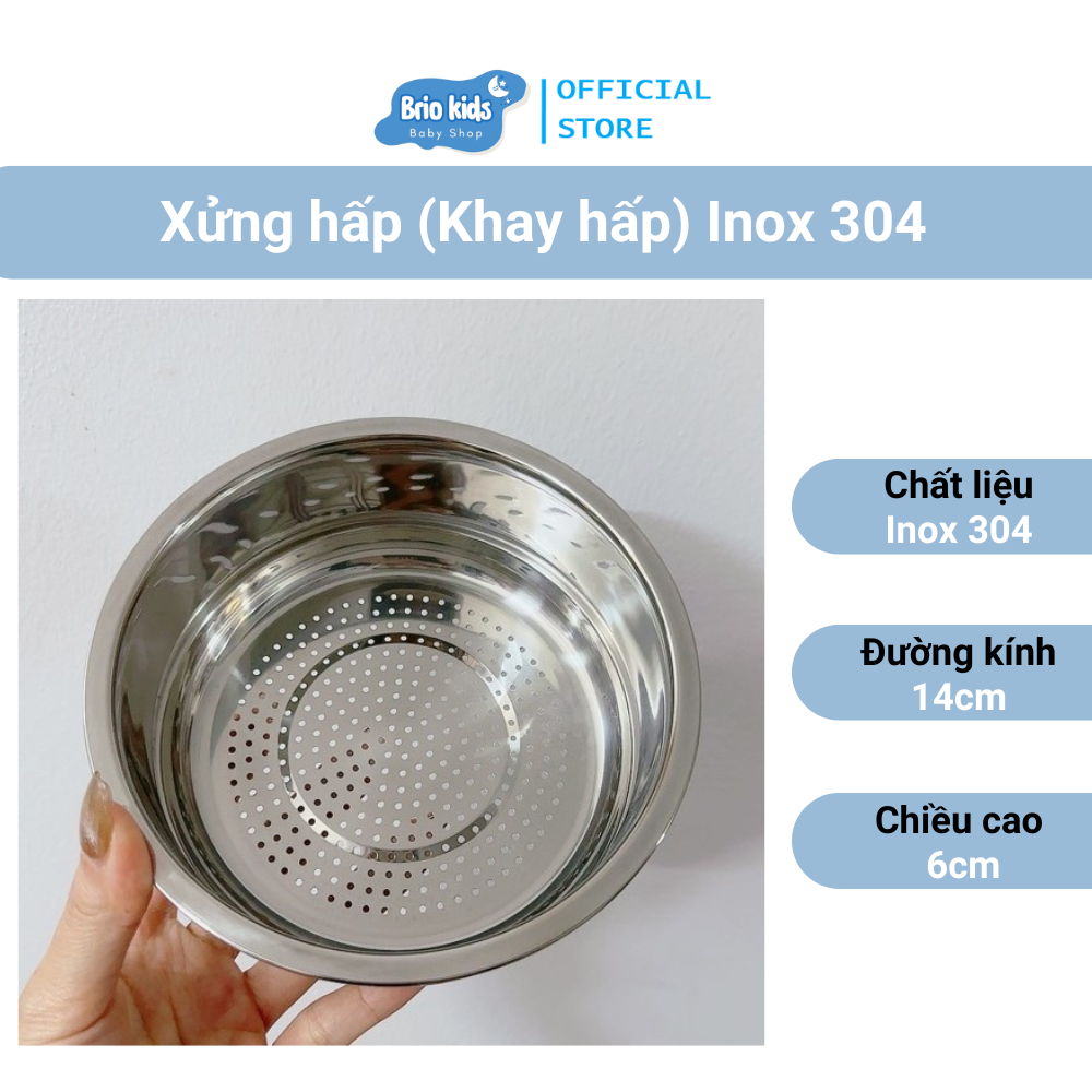 Xửng hấp đồ ăn size 14cm, chất liệu inox 304 an toàn