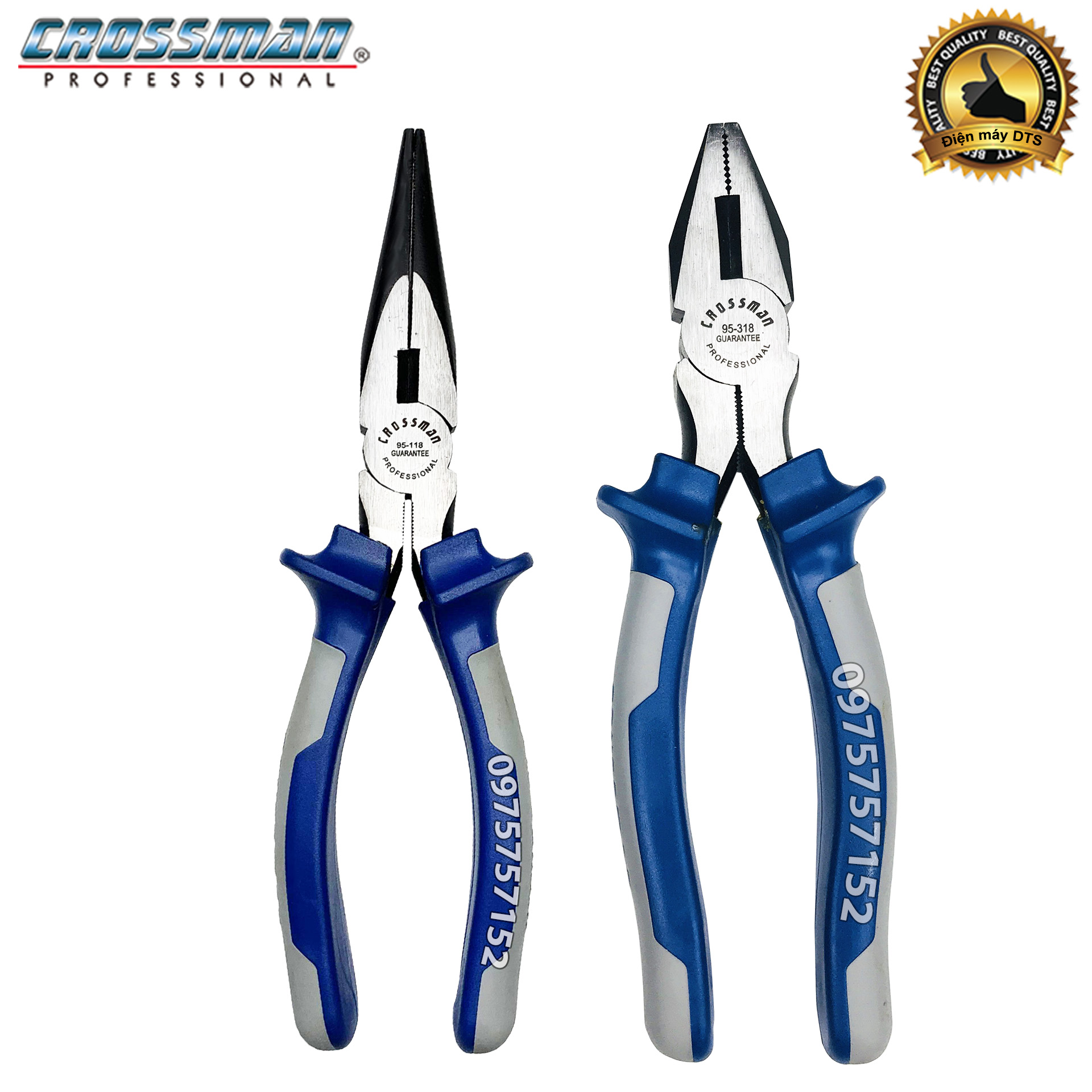 Bộ kìm điện tổ hợp, kìm nhọn crossman u.s.a guarantee 8inch/200mm