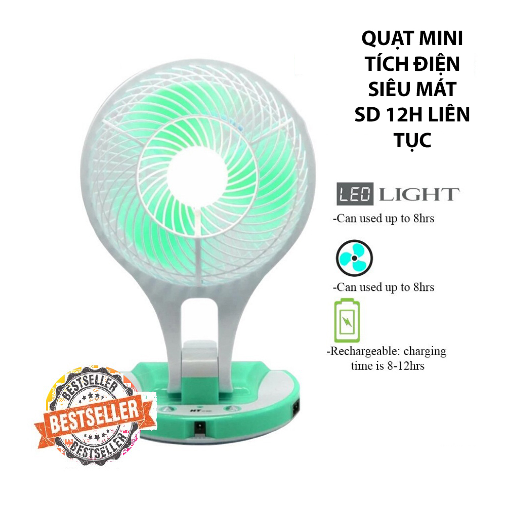 Quạt Tích Điện 5580 Mini Fan 2 In 1 có đèn Gấp Gọn, Quạt mini cầm tay có đèn pin 4000MAH sử dụng 5 tiếng liên tục