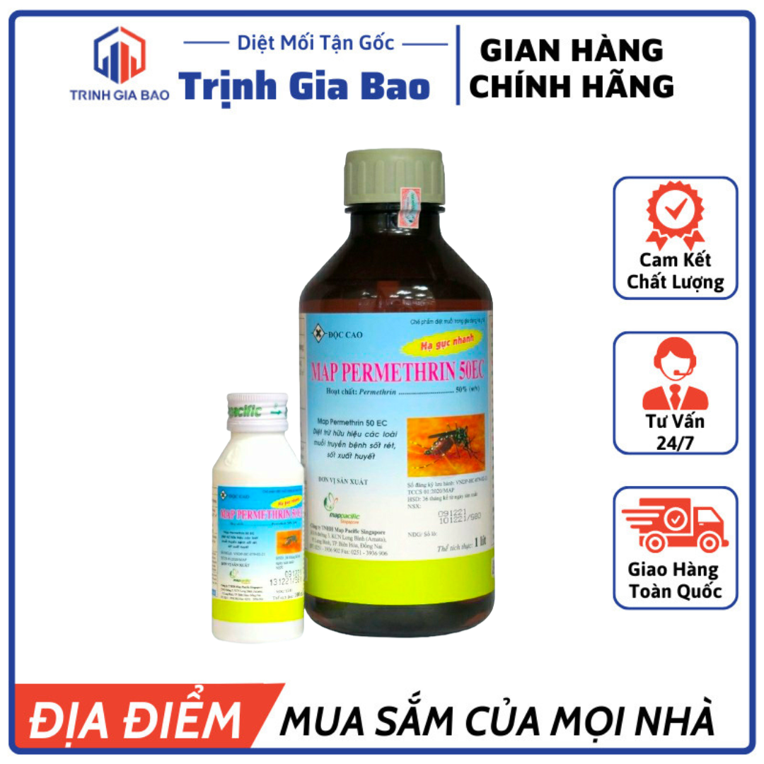 Thuốc diệt côn trùng map permethrin 50 ec chai 100ml diệt trừ hữu hiệu các loài muỗi truyền bệnh sốt xuất huyết