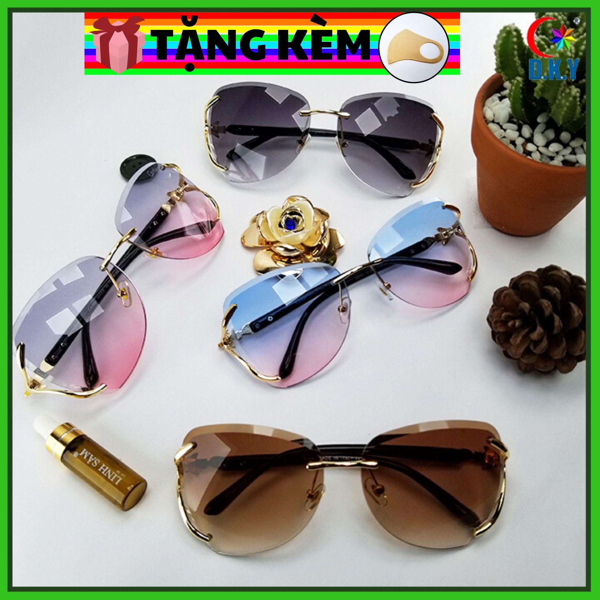 [HCM][CAO CẤP] Kính ốc nữa họa tiết cáo | Gọng kính độc đáo | Tròng phân cưc chống tia UV | Thời trang du lịch