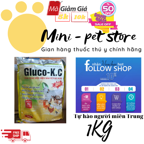 [ 1KG ] GLUCO - K.C GIẢI NHIỆT TĂNG SỨC ĐỀ KHÁNG GIA SÚC, GIA CẦM, HEO, TRÂU, BÒ, GÀ, VỊT VẬT NUÔI ( GLUCO KC # GLUCOKC # GLUCO K+C ) -  THUỐC THÚ Y VIỆT ANH