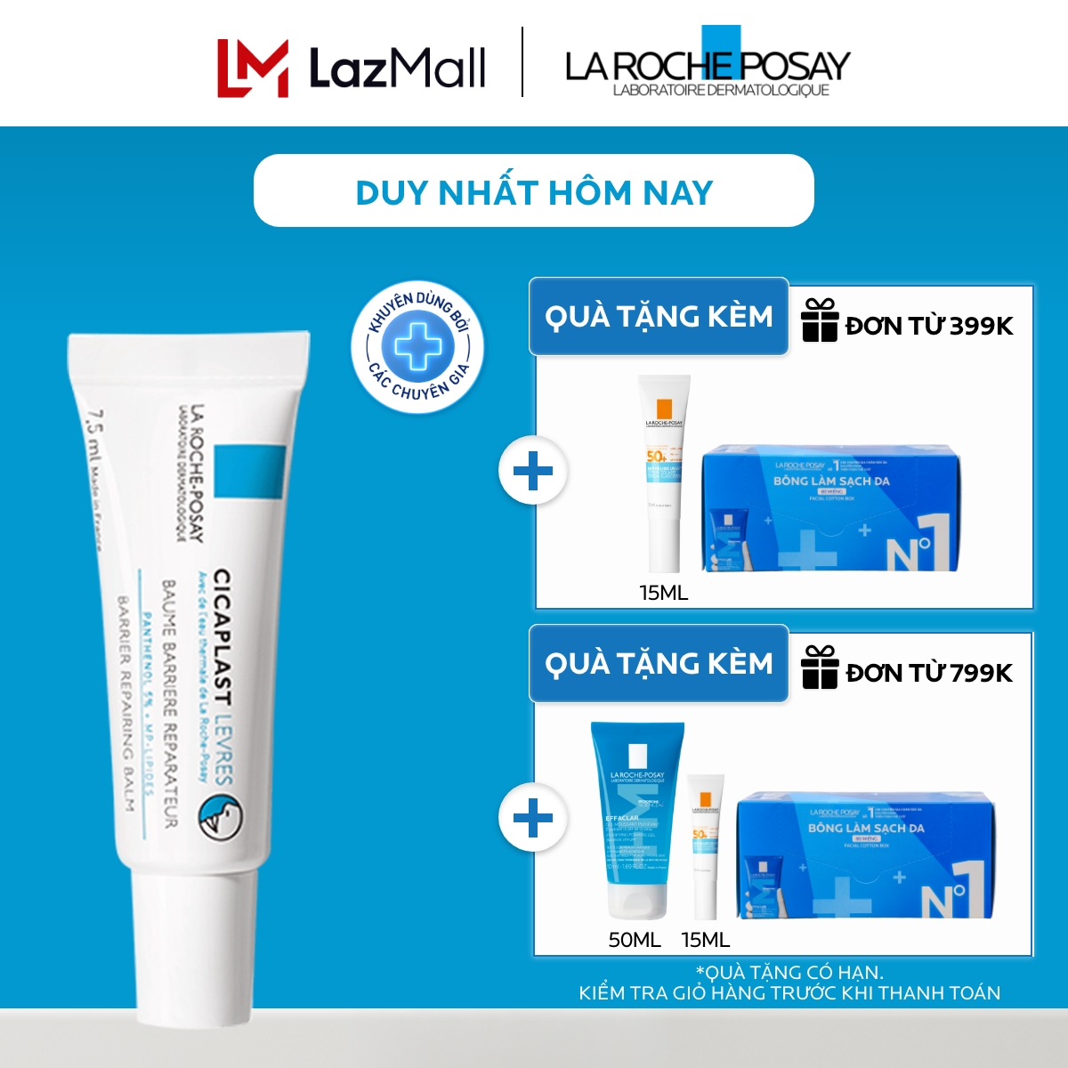 Kem Dưỡng Môi Phục Hồi Độ Ẩm  Bảo Vệ Môi La Roche-Posay Cicaplast Lips 7.5ml