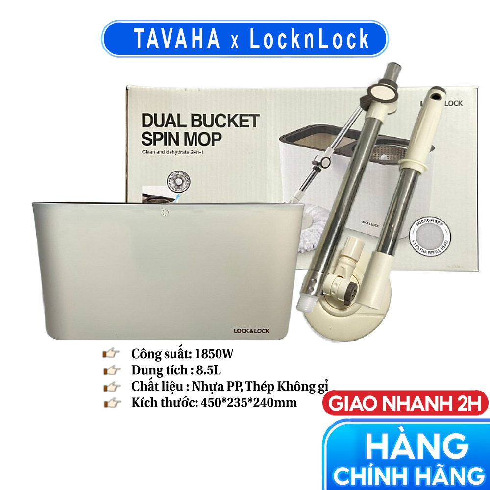 Bộ cây lau nhà lock&lock chính hãng dual bucket etm478
