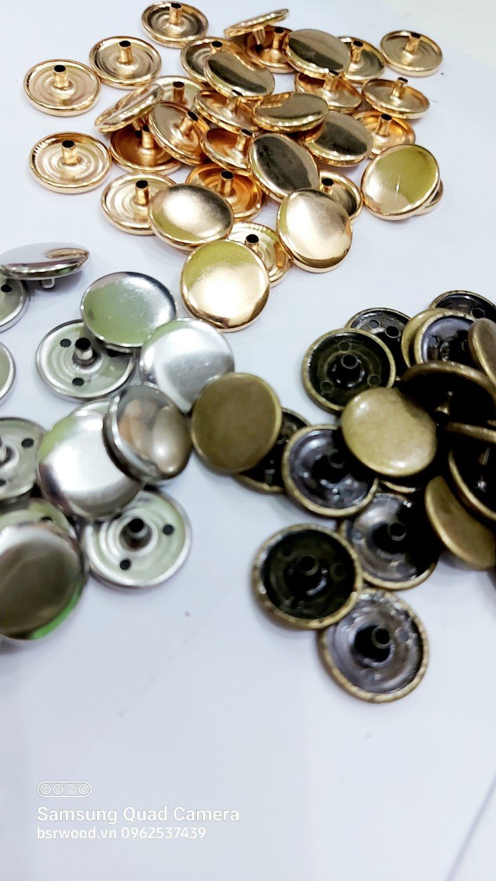Nút bấm 4 thành phần Cúc bấm áo khoác Loại 17mm Bằng thau không gỉ Màu bạc, vàng, đồng, đen Phụ liệu may mặc