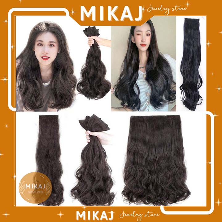 Tóc giả đẹp nữ xoăn sóng dài hàn quốc kẹp phồng chân tóc phím highlight nửa đầu cute (bộ gồm 3 set) MIKAJ STORE