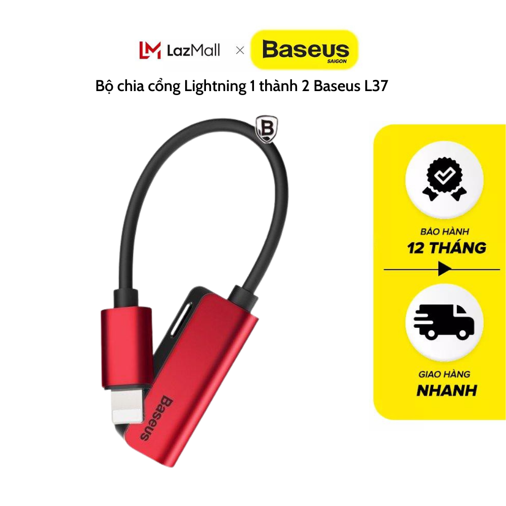 Bộ chia cổng lightning 1 thành 2 baseus l37 cho iphone call37-01 tương thích iphone ipad apple - call37-01