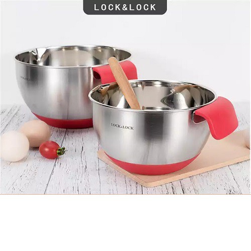 Tô trộn salad bằng inox có tay cầm lock&lock