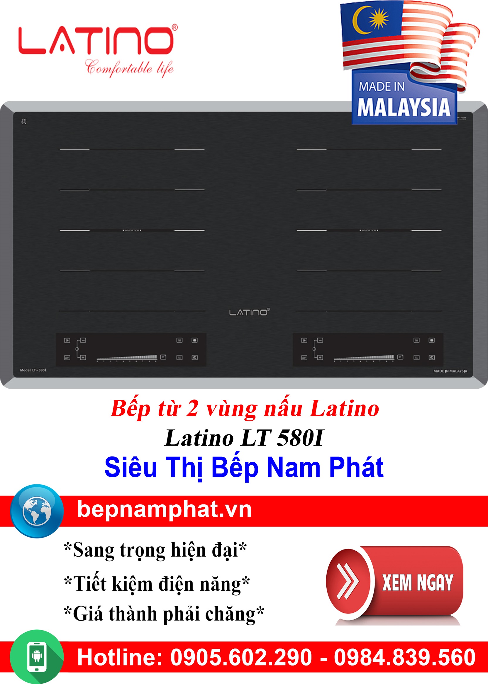 [HCM]Bếp từ đôi Latino LT 580I nhập khẩu Malaysia, bếp từ, bếp điện từ, bếp từ đôi, bếp điện từ đôi, bếp từ giá rẻ, bếp điện từ giá rẻ, bếp từ đơn, bep tu don, bep tu