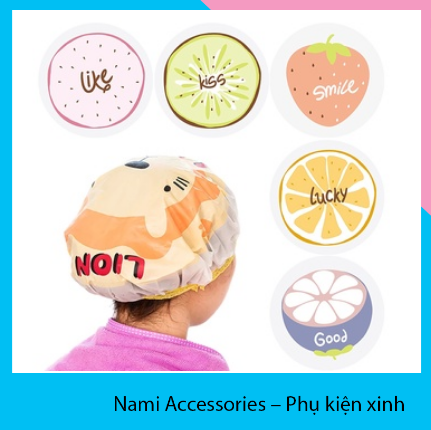 Mũ chùm ủ tóc nilon hình hoa quả chống ướt khi tắm