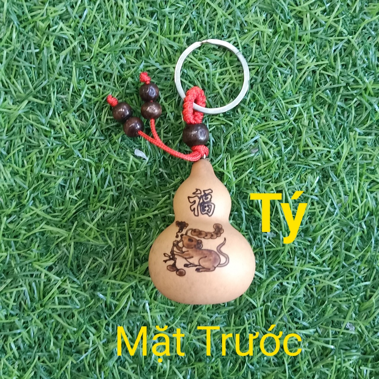 Móc Khóa Phong Thủy May Mắn Bằng Trái Bầu Hồ Lô Tự Nhiên Sấy Khô Khắc Laze Hình 12 Con Giáp