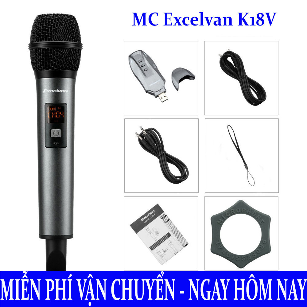 [ Xả Kho  ] Micro Karaoke Không Dây Excelvan K18V (01 mic, VHF) l Micro Karaoke Không Dây Hát Trên Ô Tô Excelvan K18V , Mic k18v Excelvan Đa Năng Cho Dàn Âm Thanh, Loa Bluetooth JBL Harman Kardon , Loa Soundbar , Loa Kéo Dễ Dàng Sử Dụng