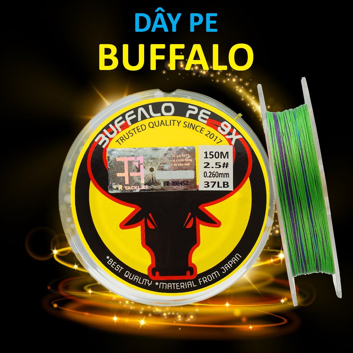 DÂY PE CÂU LURE BUFFALO PE 9X/DÂY NHỢ CÂU CÁ buffalo 9x bảy màu