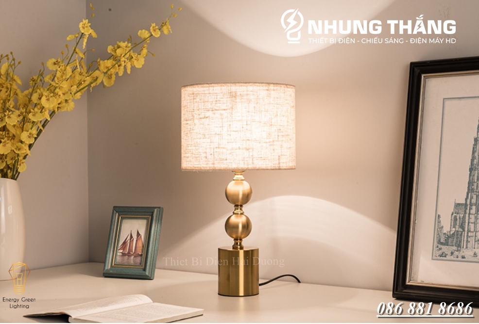 Đèn ngủ để bàn s3069 decor vintage - khung kim loại - kiểu dáng sang trọng - tặng kèm bóng led - bảo hành 12 tháng