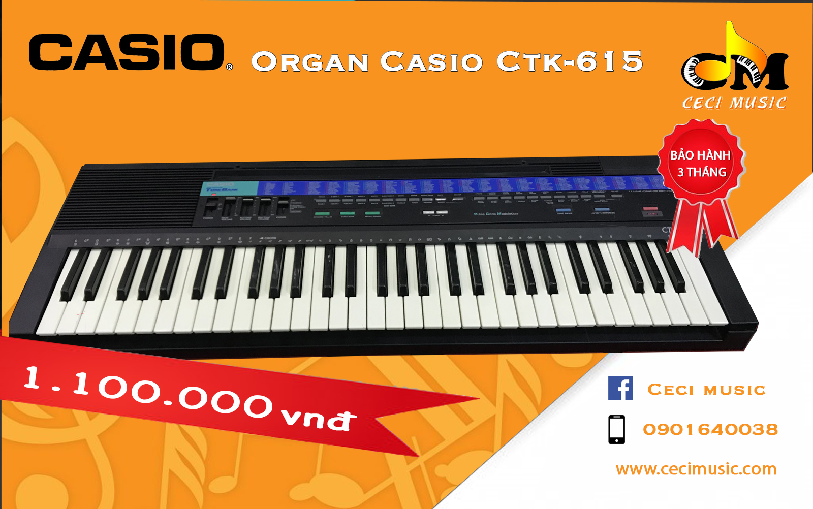 Đàn organ casio ct615 like new 90%. hàn nội địa nhật. bảo hành 3 tháng. tặng kèm chân đàn
