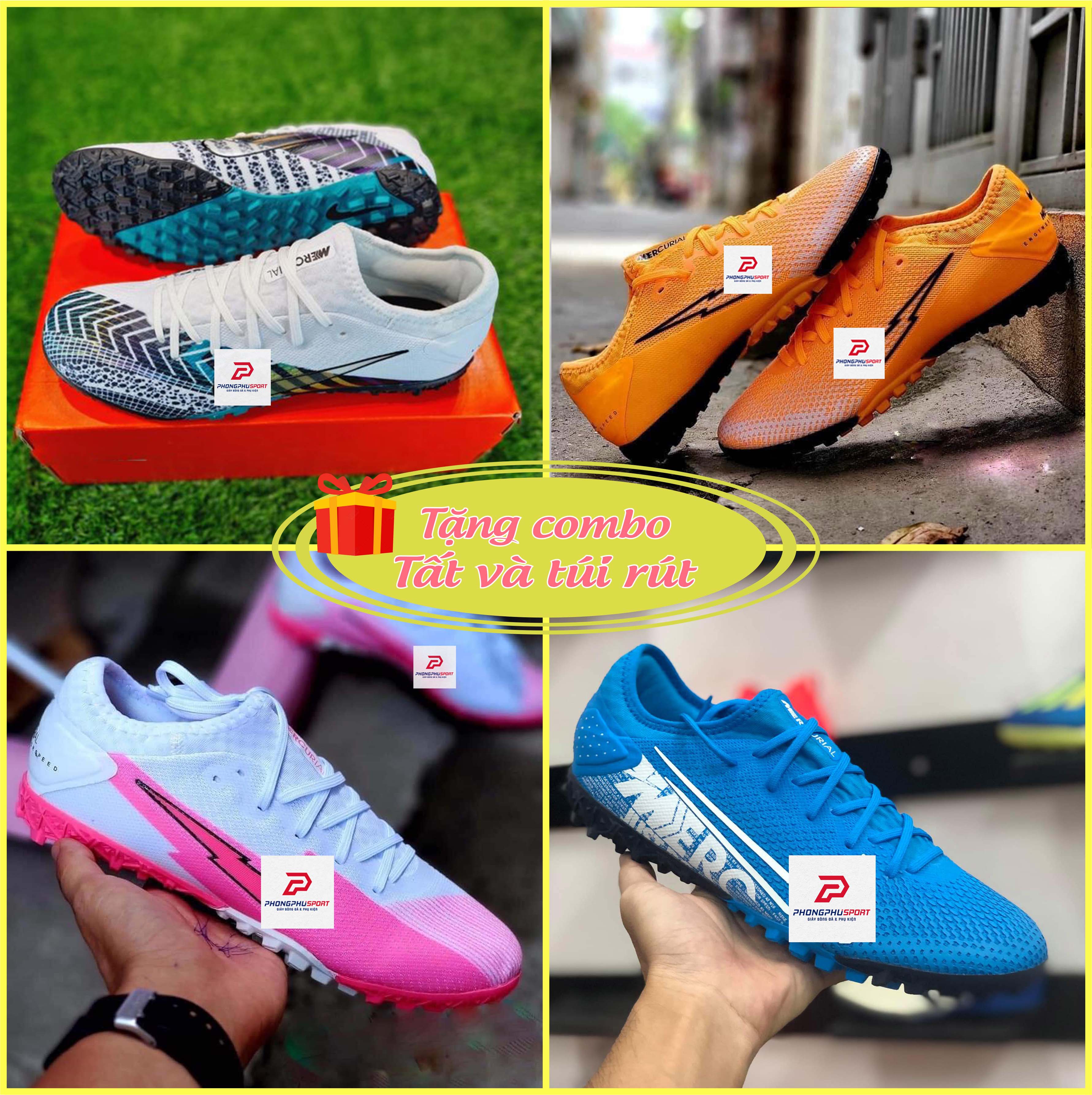 Giày Bóng Đá Mercurial Vapor 13 Pro TF - Da mềm - Nhẹ - Tặng kèm tất chống trơn