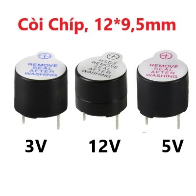 Còi chíp, còi báo, còi 3v, 5v, 12v 12*9,5mm