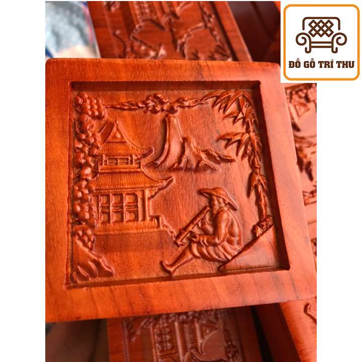 Hộp gô đựng thuốc Lào mini để bàn chất liệu gỗ Gõ đỏ sang trọng