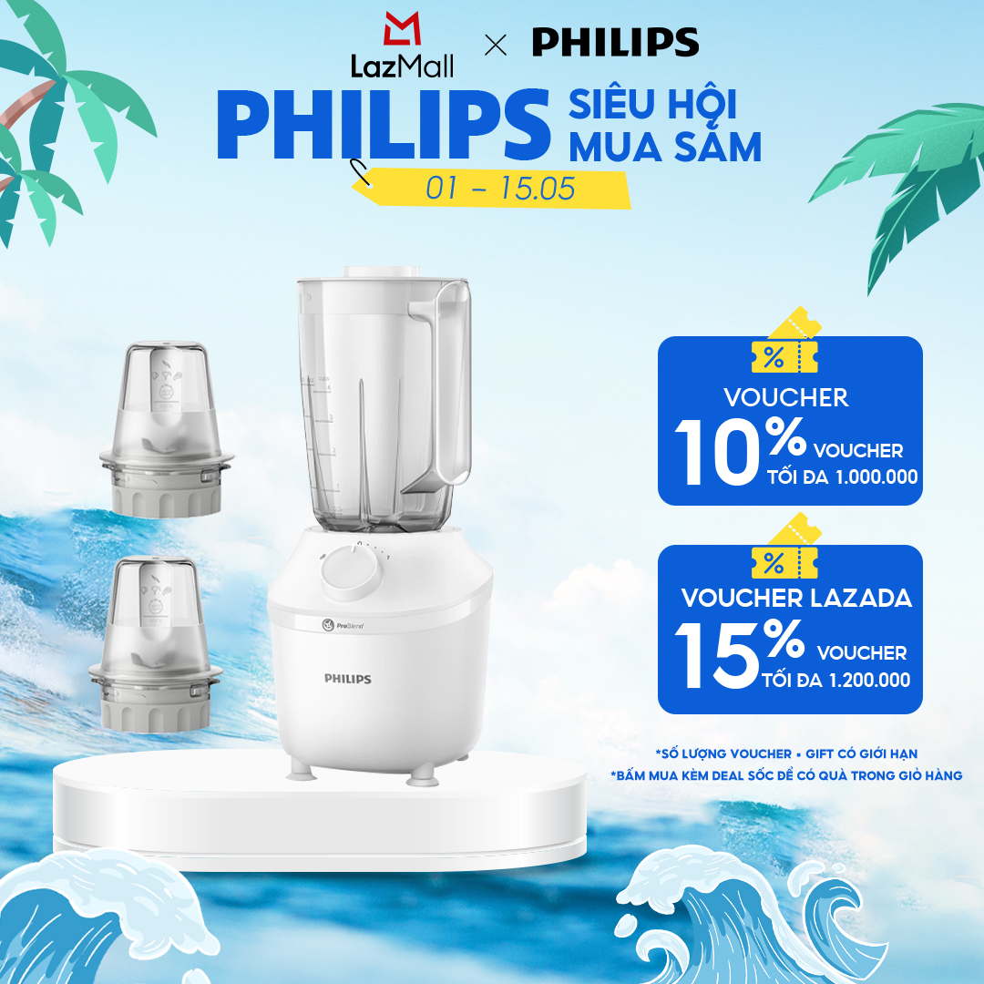 Máy Xay Sinh Tố Philips HR2041/30|450W|xay nhuyễn đá trong 45s| BH 2 năm - Hàng Phân Phối Chính Hãng